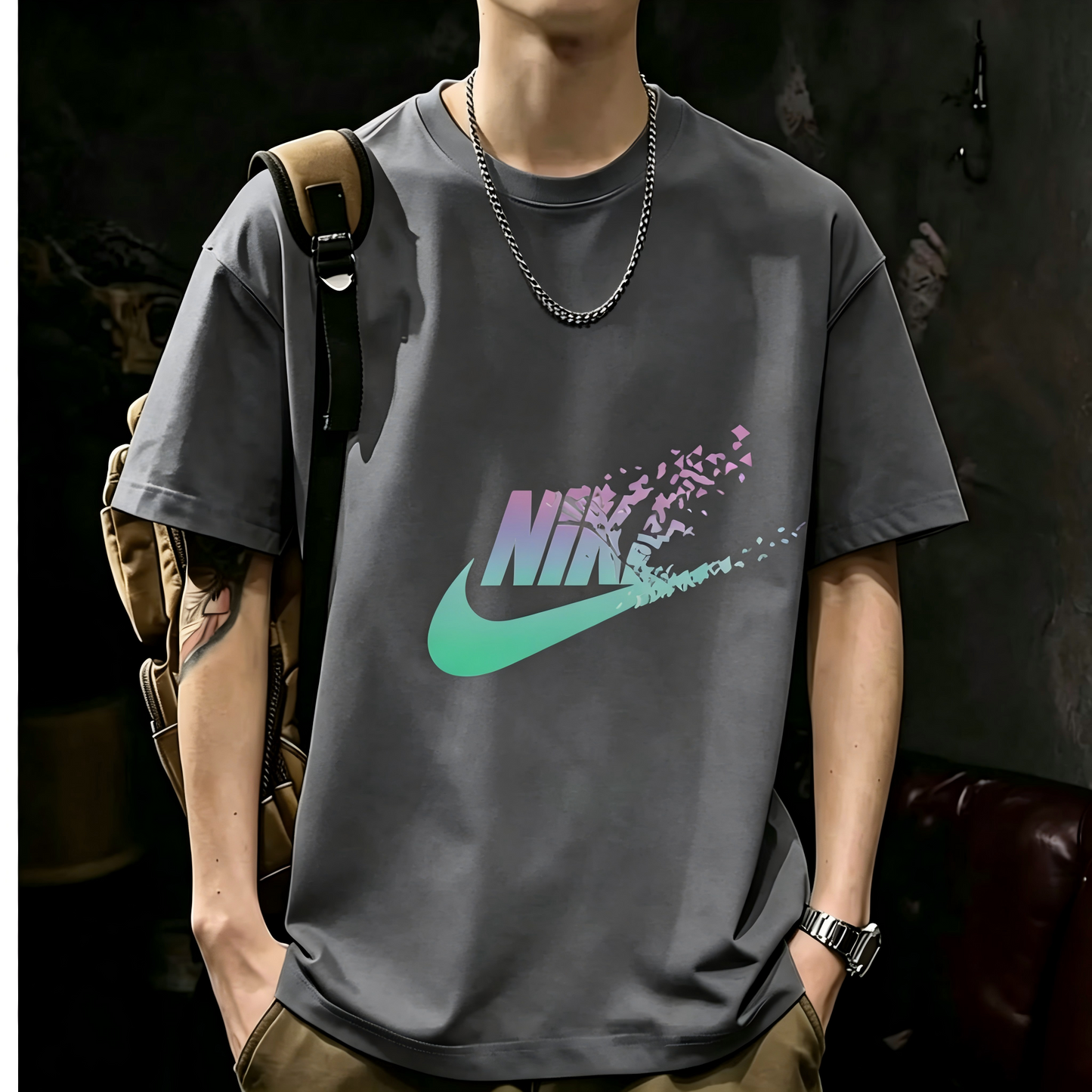 Unisex Casual Short Sleeve | 200GSM Heavyweight Cotton Printed Crew Neck Tee 078