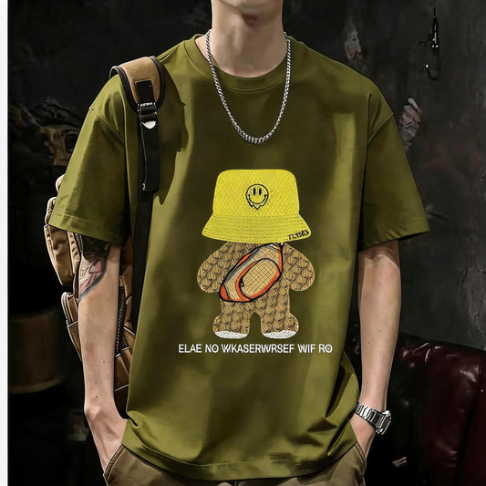 Unisex Casual Short Sleeve | 200GSM Heavyweight Cotton Printed Crew Neck T-shirt 049
