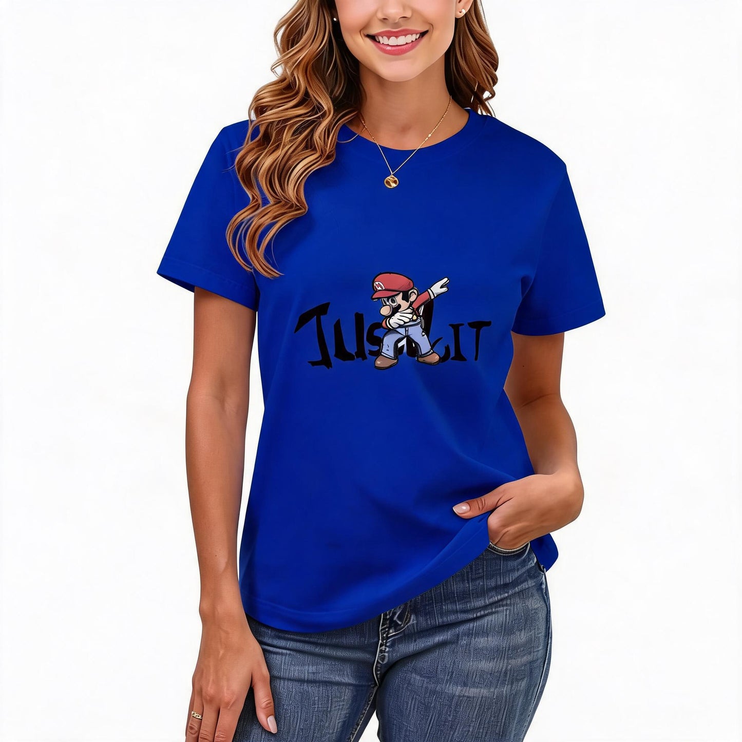 200GSM Women Premium Pure Cotton Graphic Print T Shirt Casual Crew Neck Short Sleeve Fashion Printed Ladies Daily Tops 096
