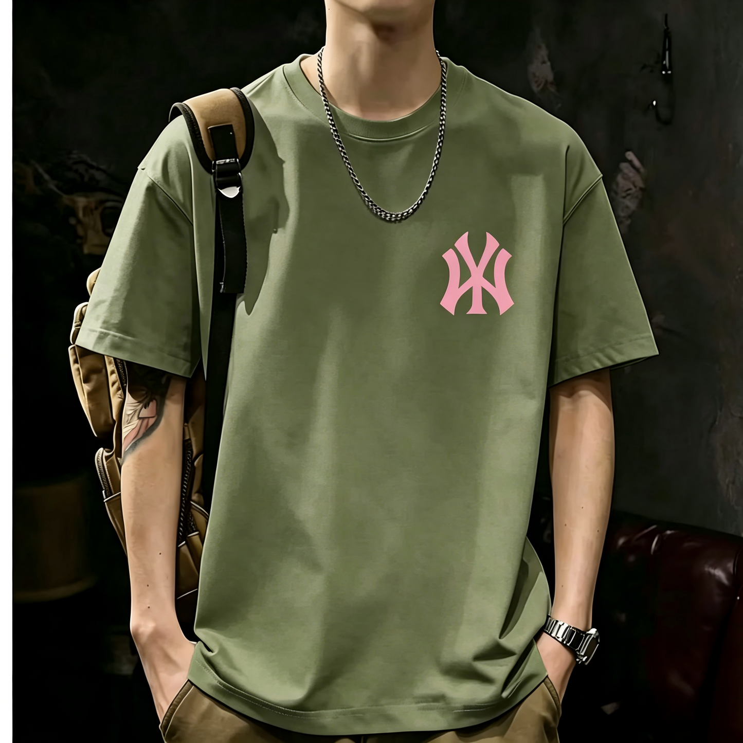 Unisex Casual Short Sleeve | 200GSM Heavyweight Cotton Printed Crew Neck Tee 073