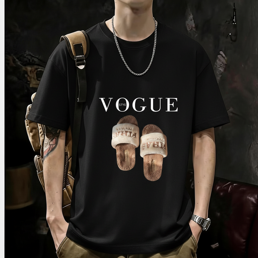 200GSM Heavyweight Printed Cotton Crew Neck T-Shirt | Unisex Basic Casual Tee 045