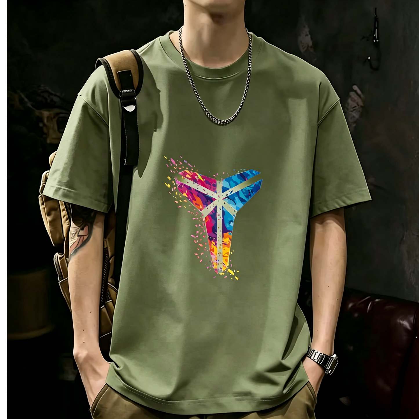 Unisex Casual Short Sleeve | 200GSM Heavyweight Cotton Printed Crew Neck Tee 082