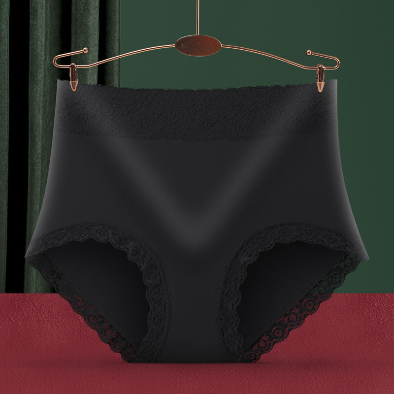 Women’s Plus Size High Waist Cotton Briefs, Seamless Lace Trim Underwear with Cotton Lined Crotch, Multi Color Everyday Panties