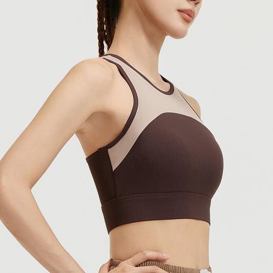 New Women's Yoga Tank Top with Built-in Pads - High Support Sports Bra, Breathable Workout Activewear for Running & Fitness