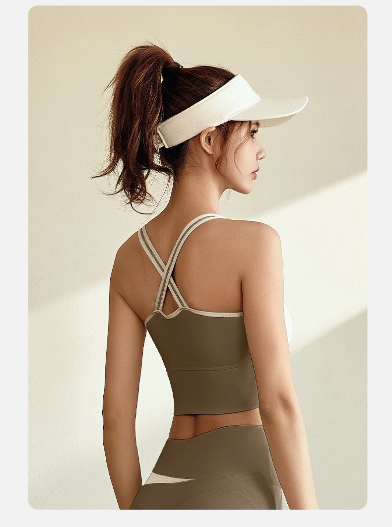 High-Support Shockproof Sports Bra • Seamless Push-Up Workout Tank Top for Running & Yoga