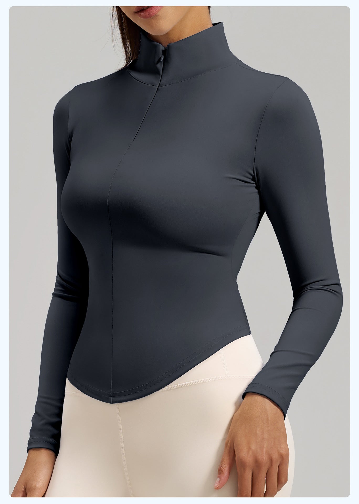 Women's Fashion Half Zip Yoga Top, Naked Feeling Slim Fit Seamless Breathable Sports Workout Shirt