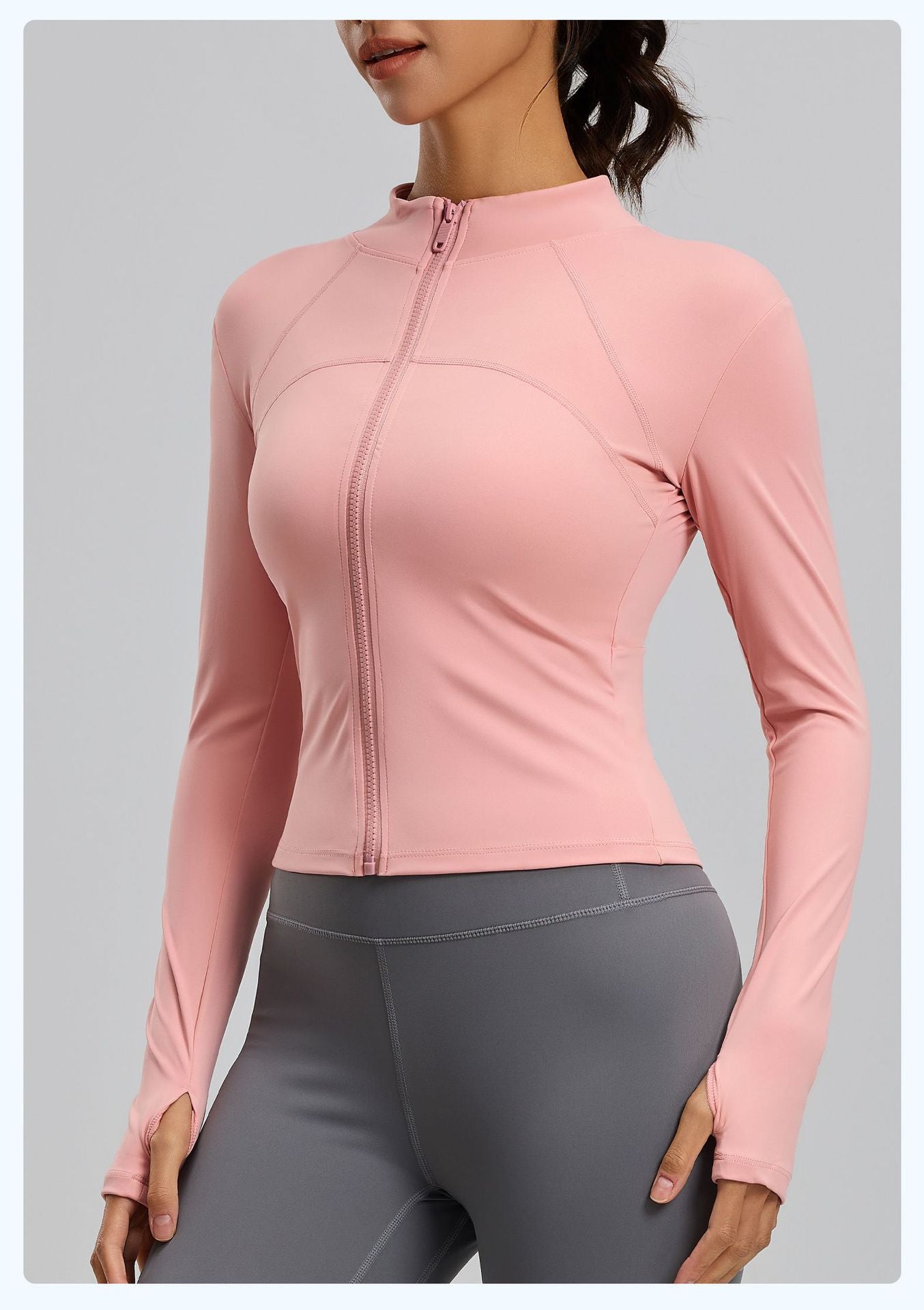 Women's Stitched Line Yoga Jacket, Breathable UV Protection Sun Protection Coat, Slim Lightweight Fitness Workout Outerwear