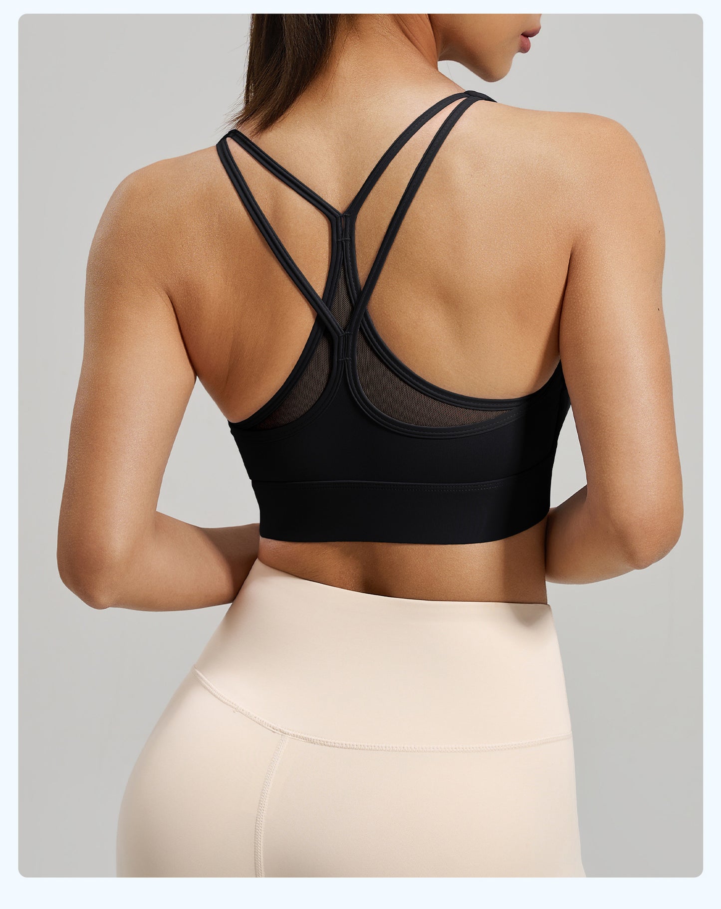 Women's Mesh Cross Back Sports Bra, Beauty Back Workout Top, High Impact Shockproof Yoga Fitness Bra
