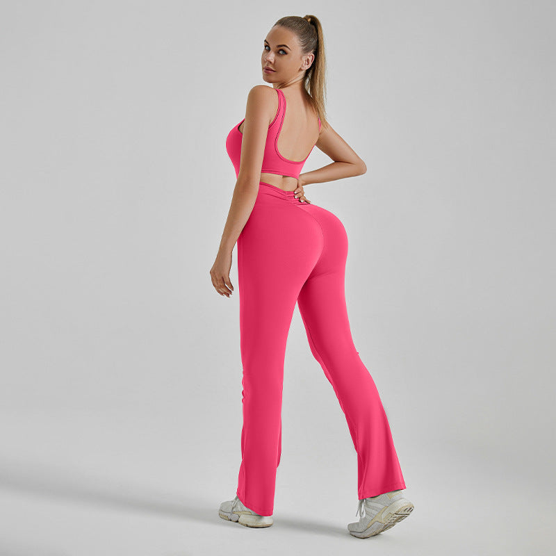 Women’s Fashion Slim Fit Yoga Bodysuit, Cutout Back, Tummy Control Workout Jumpsuit