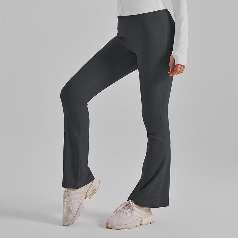 Women'European Size Peach Flare Yoga Pants, High Waist Tummy Control Slim Fit Workout Leggings, High Stretch Naked Feel Fitness Pants