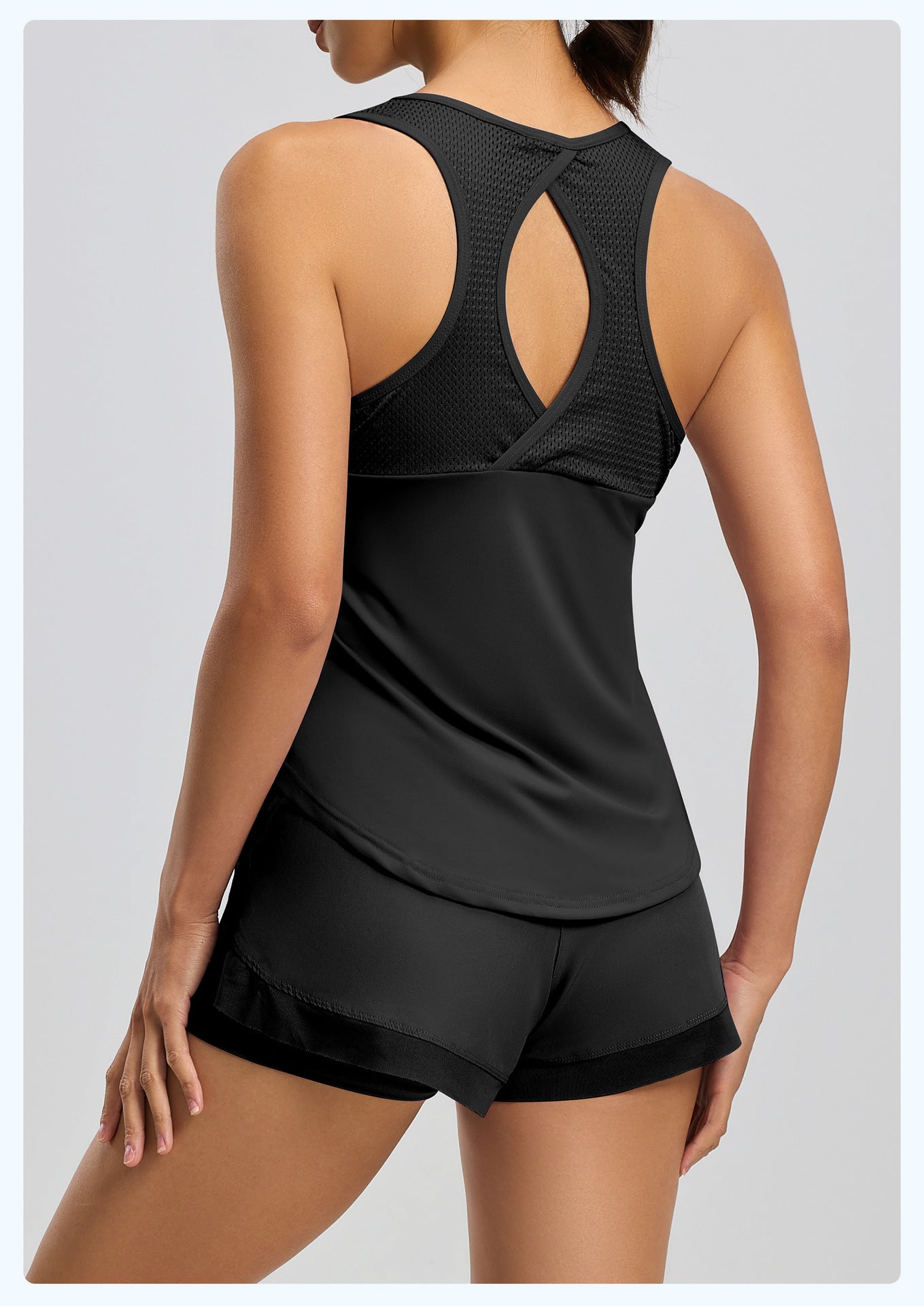 Women's Breathable Mesh Sports Tank, Hollow-Out Beauty Back Design, Nude Feeling Yoga Top