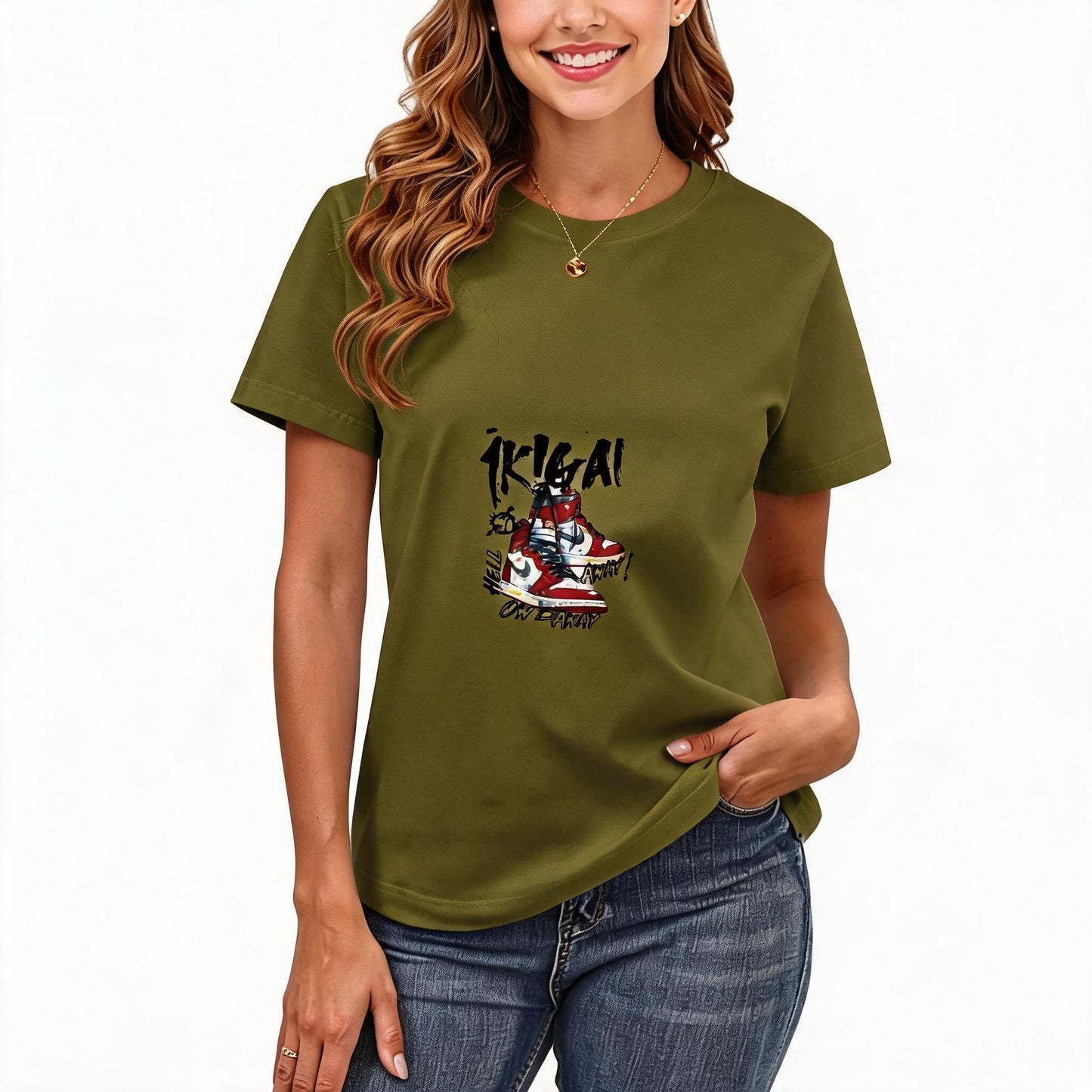 Women's Loose Fit Printed T-shirt | 200GSM Soft Breathable Cotton, Trendy Pattern for Daily & Outdoor Use 123