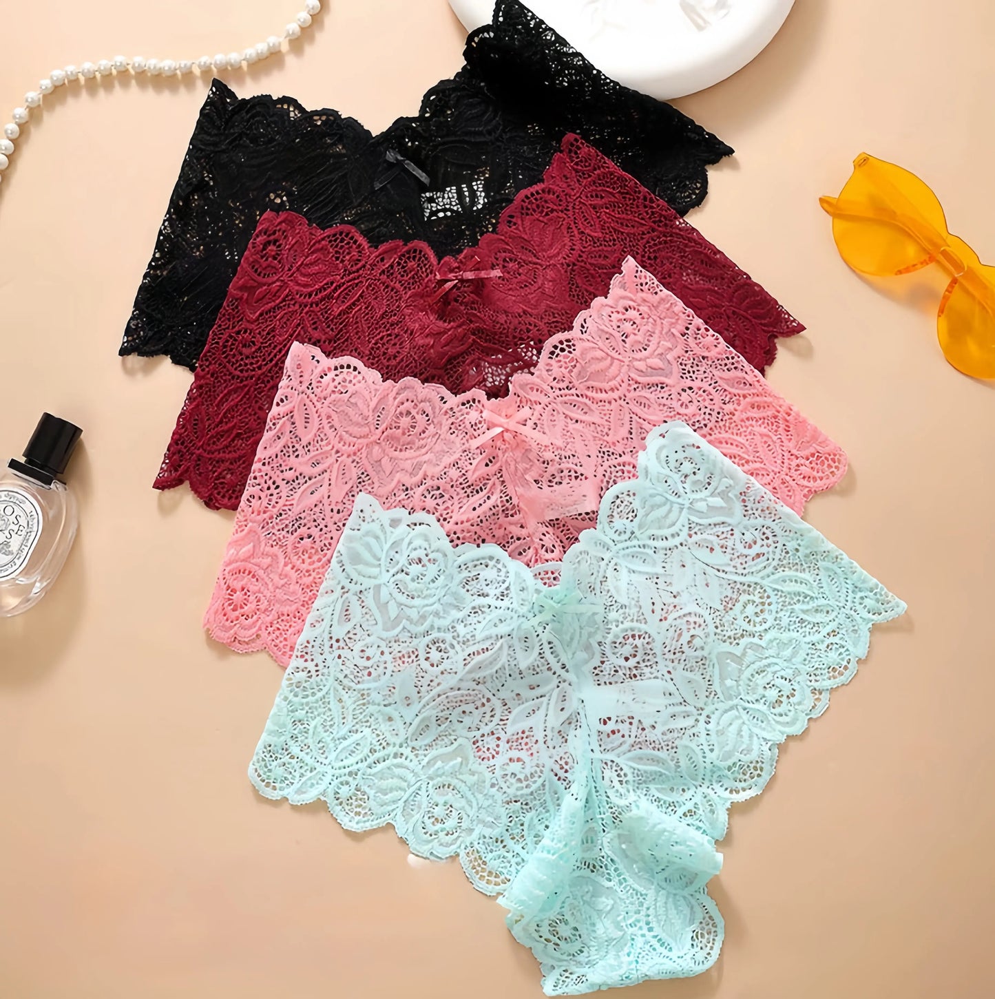Women’s Cotton Bikini Panties Multipack, Lace Trim Bow Detail Soft Breathable Underwear for Daily & Bridal Wear, 6–18 Pack