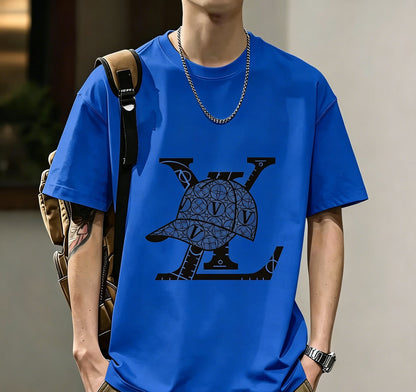 200GSM Heavyweight Printed Cotton Crew Neck T-Shirt | Unisex Basic Casual Tee 042