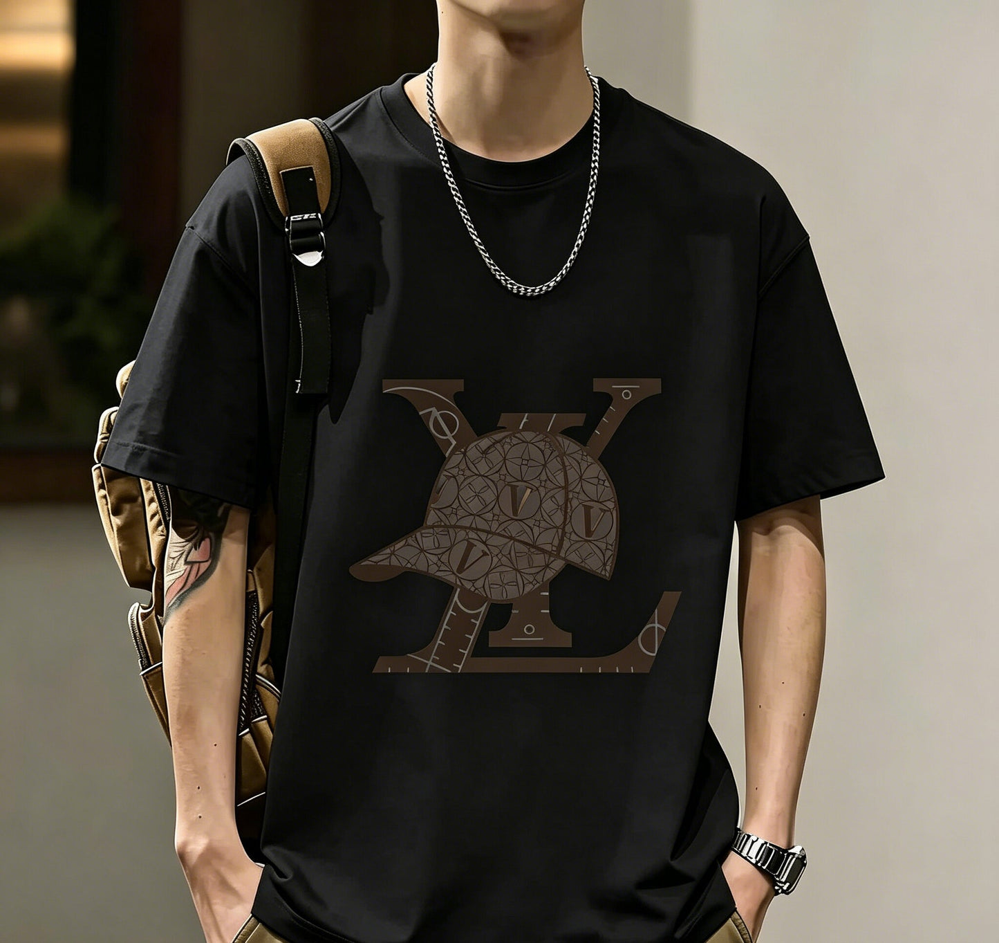 200GSM Heavyweight Printed Cotton Crew Neck T-Shirt | Unisex Basic Casual Tee 042