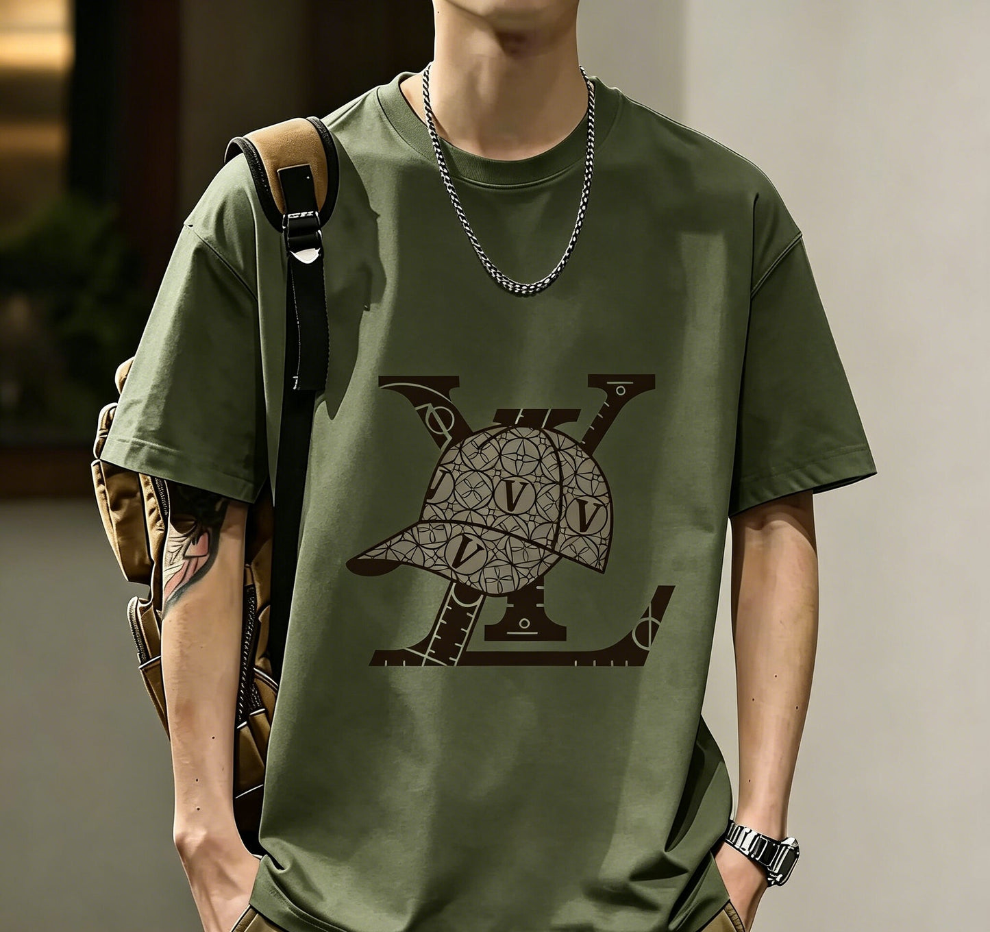 200GSM Heavyweight Printed Cotton Crew Neck T-Shirt | Unisex Basic Casual Tee 042