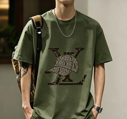 200GSM Heavyweight Printed Cotton Crew Neck T-Shirt | Unisex Basic Casual Tee 042