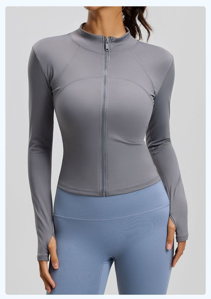 Women's Stitched Line Yoga Jacket, Breathable UV Protection Sun Protection Coat, Slim Lightweight Fitness Workout Outerwear