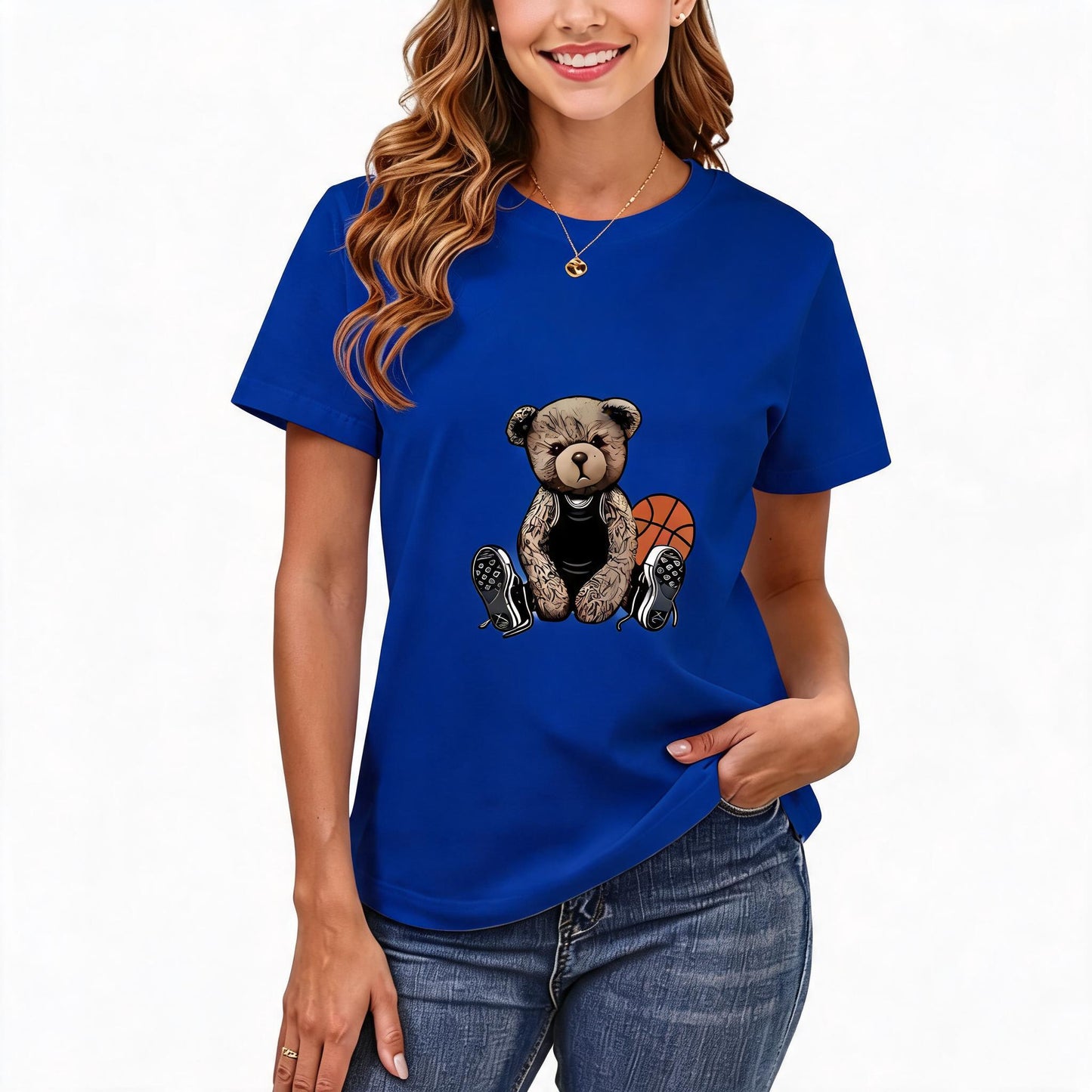 200GSM Women Premium Pure Cotton Graphic Print T Shirt Casual Crew Neck Short Sleeve Fashion Printed Ladies Daily Tops 102