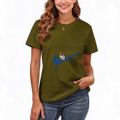 Women's Loose Fit Printed T-shirt | 200GSM Soft Breathable Cotton, Trendy Pattern for Daily & Outdoor Use 119