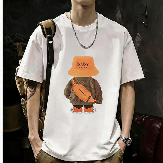 Unisex Casual Short Sleeve | 200GSM Heavyweight Cotton Printed Crew Neck Tee 062