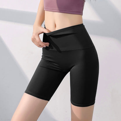 Women's No Camel Toe Yoga Shorts, High Waist Butt Lifting Five-Pocket Length Pants, Naked Feeling Workout Shorts