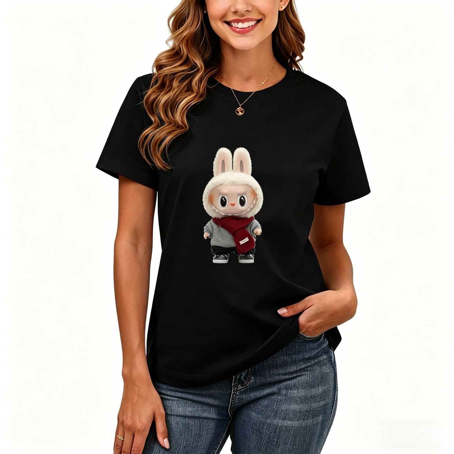 200GSM Women Premium Pure Cotton Graphic Print T Shirt Casual Crew Neck Short Sleeve Fashion Printed Ladies Daily Tops 104