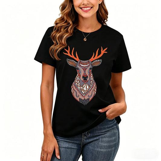 Women's 200GSM Cotton Graphic T-Shirt 106 - Black product image