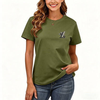 200GSM Women Premium Pure Cotton Graphic Print T Shirt Casual Crew Neck Short Sleeve Fashion Printed Ladies Daily Tops 107