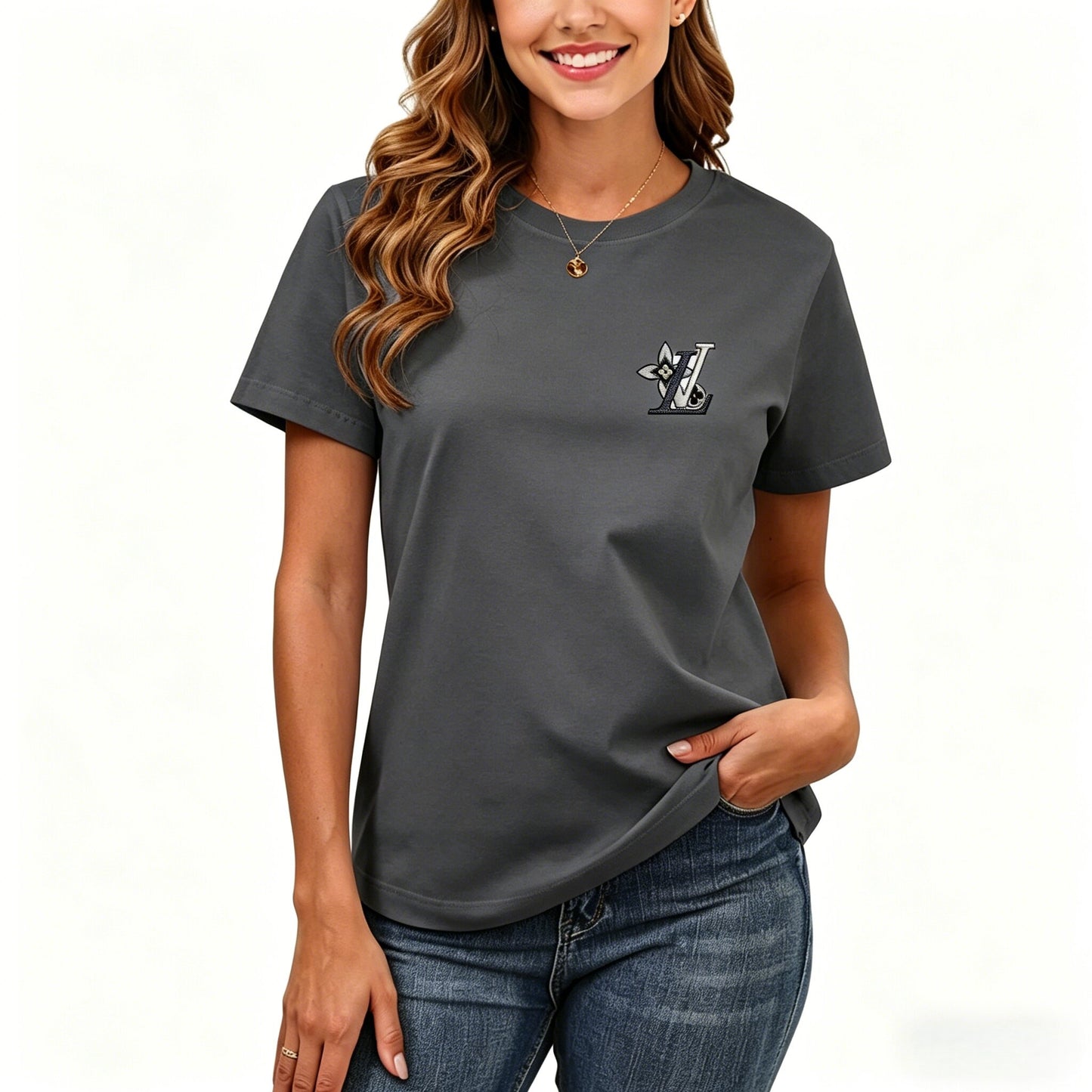 200GSM Women Premium Pure Cotton Graphic Print T Shirt Casual Crew Neck Short Sleeve Fashion Printed Ladies Daily Tops 107