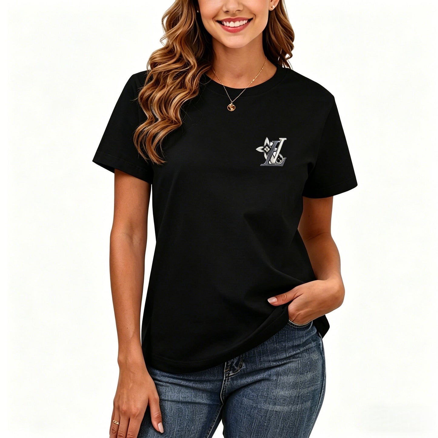 200GSM Women Premium Pure Cotton Graphic Print T Shirt Casual Crew Neck Short Sleeve Fashion Printed Ladies Daily Tops 107