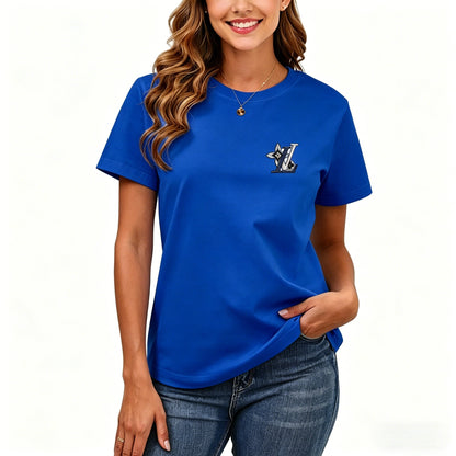 200GSM Women Premium Pure Cotton Graphic Print T Shirt Casual Crew Neck Short Sleeve Fashion Printed Ladies Daily Tops 107