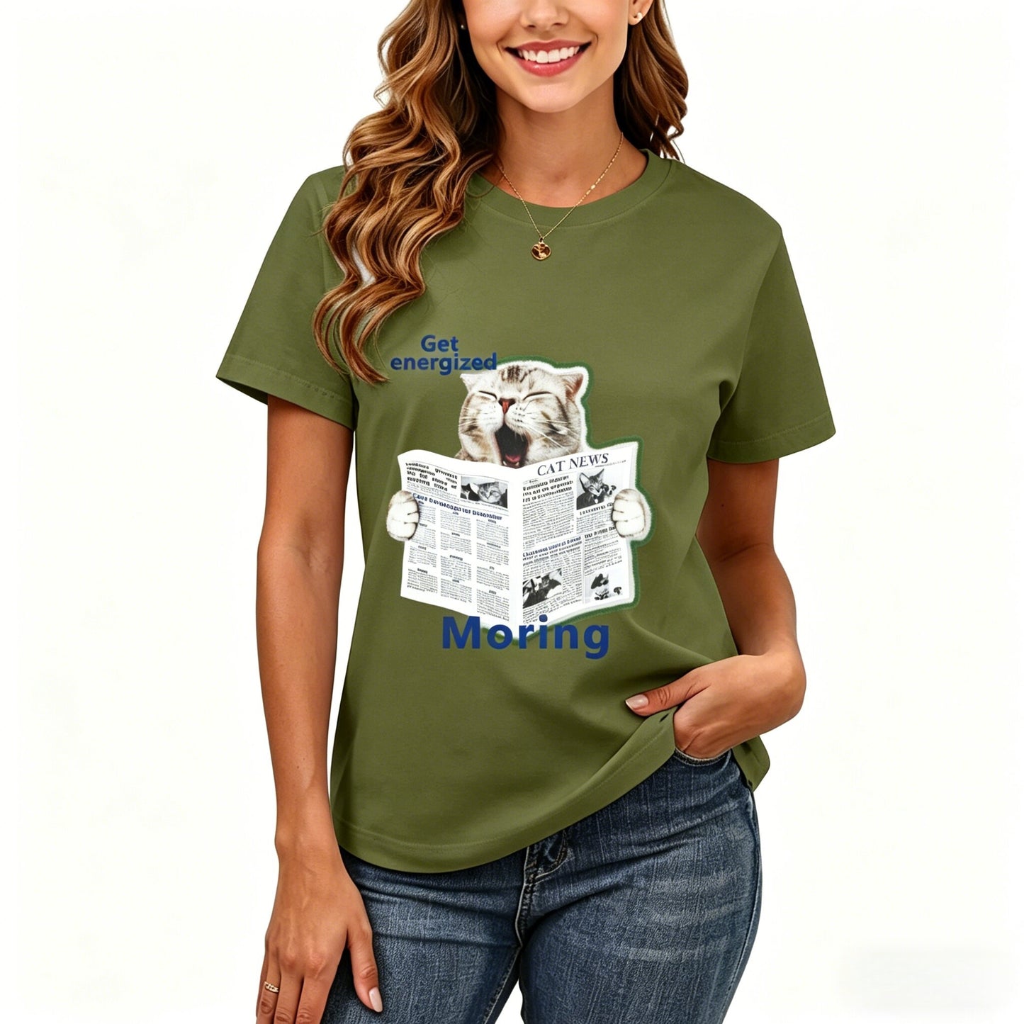 200GSM Women Premium Pure Cotton Graphic Print T Shirt Casual Crew Neck Short Sleeve Fashion Printed Ladies Daily Tops 108