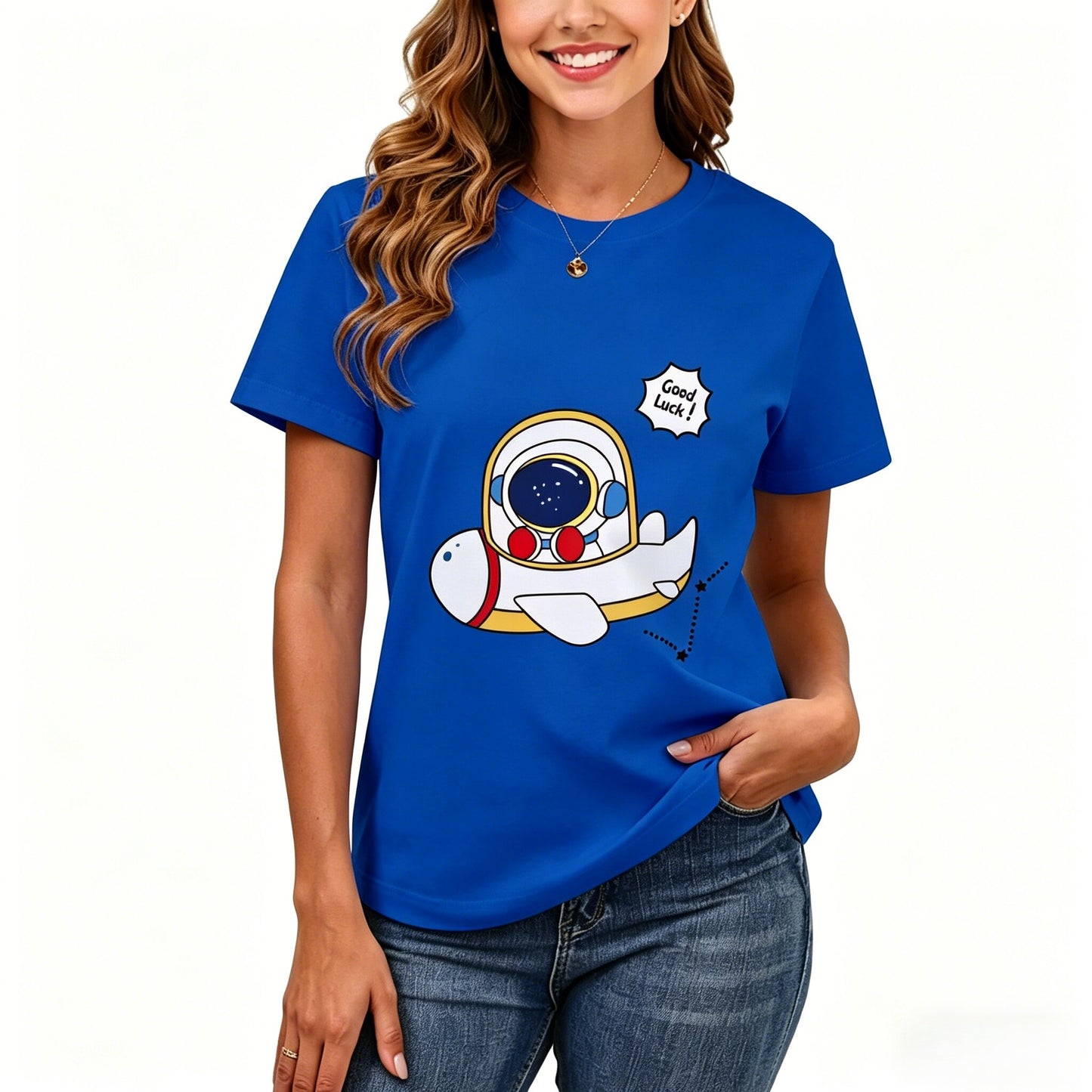 200GSM Women Premium Pure Cotton Graphic Print T Shirt Casual Crew Neck Short Sleeve Fashion Printed Ladies Daily Tops 109