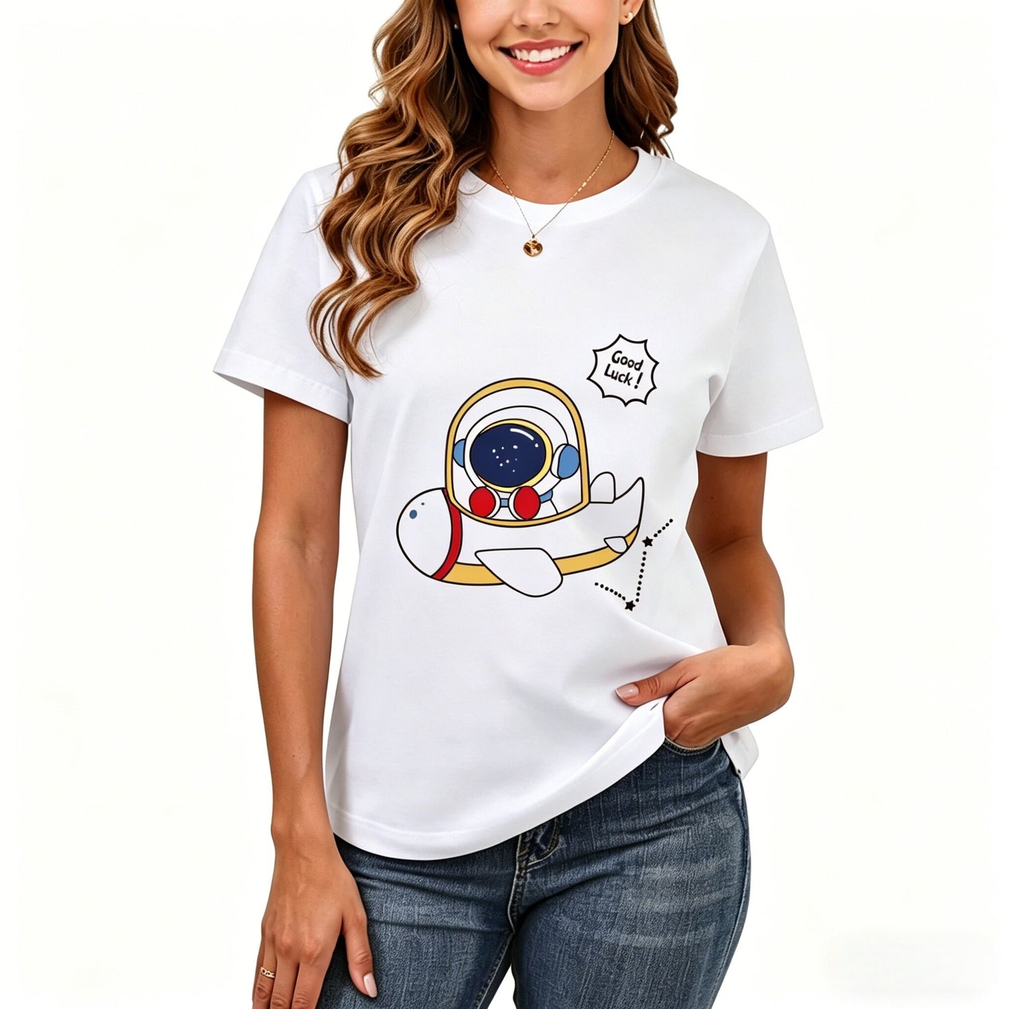 200GSM Women Premium Pure Cotton Graphic Print T Shirt Casual Crew Neck Short Sleeve Fashion Printed Ladies Daily Tops 109