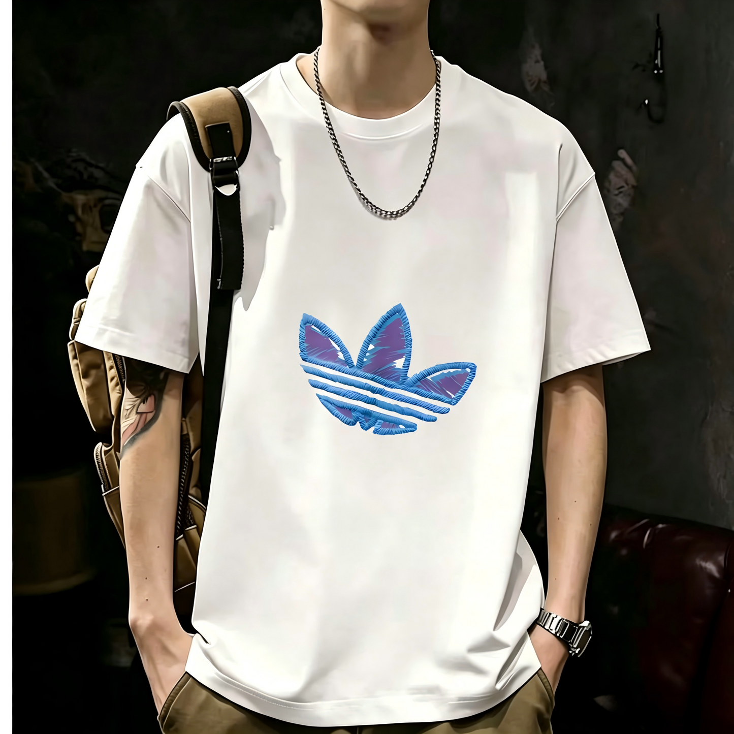 Unisex Casual Short Sleeve | 200GSM Heavyweight Cotton Printed Crew Neck Tee 075