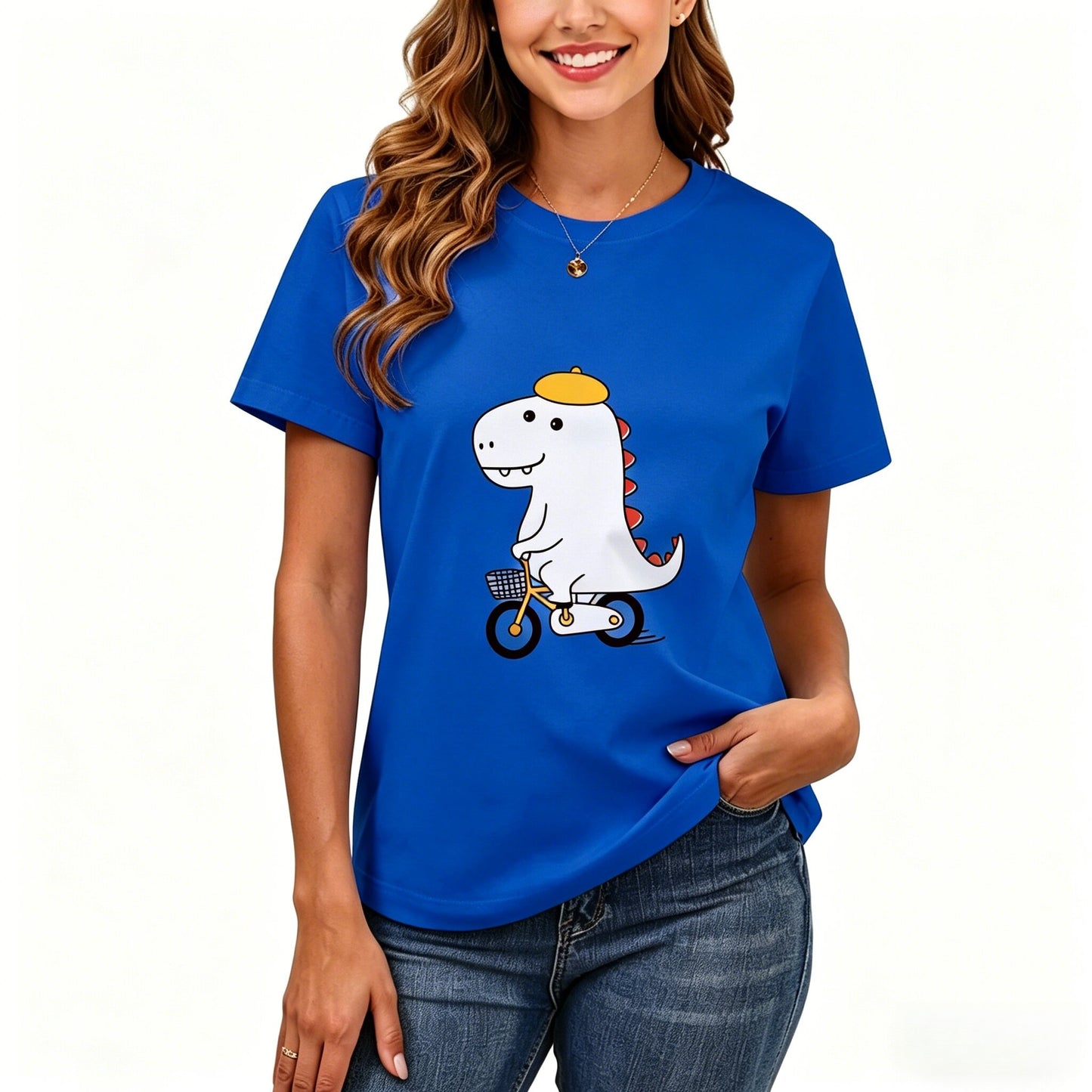200GSM Women Premium Pure Cotton Graphic Print T Shirt Casual Crew Neck Short Sleeve Fashion Printed Ladies Daily Tops 110