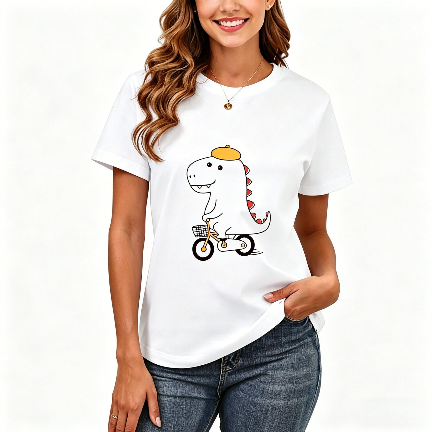 200GSM Women Premium Pure Cotton Graphic Print T Shirt Casual Crew Neck Short Sleeve Fashion Printed Ladies Daily Tops 110
