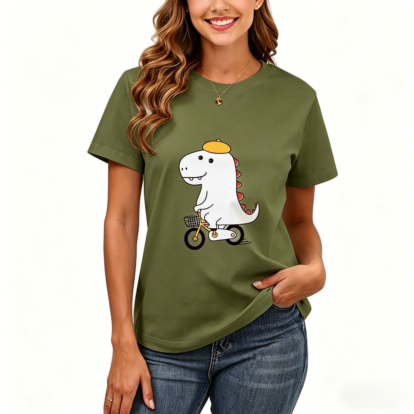200GSM Women Premium Pure Cotton Graphic Print T Shirt Casual Crew Neck Short Sleeve Fashion Printed Ladies Daily Tops 110