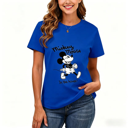 200GSM Women Premium Pure Cotton Graphic Print T Shirt Casual Crew Neck Short Sleeve Fashion Printed Ladies Daily Tops 111
