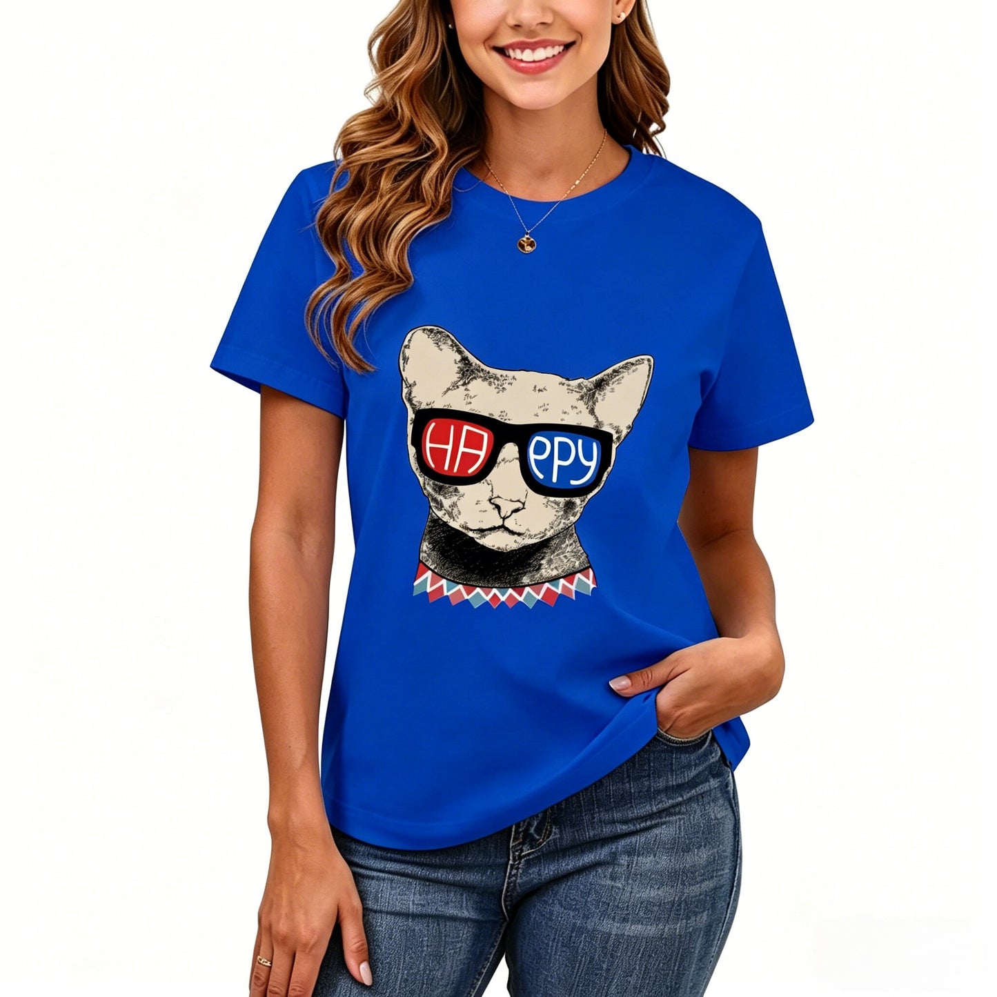 200GSM Women Premium Pure Cotton Graphic Print T Shirt Casual Crew Neck Short Sleeve Fashion Printed Ladies Daily Tops 112