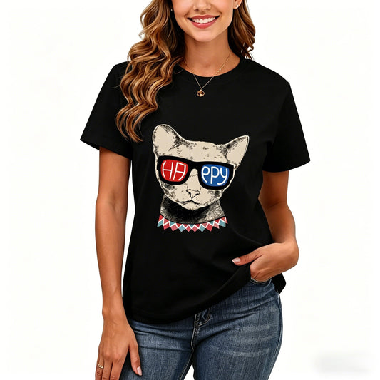 Women's 200GSM Cotton Graphic T-Shirt 112 - Black product image