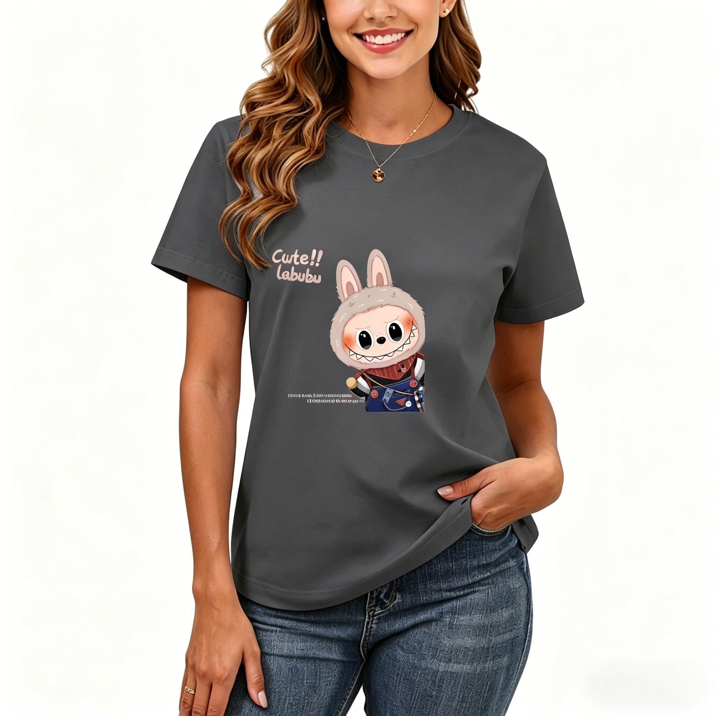 200GSM Women Premium Pure Cotton Graphic Print T Shirt Casual Crew Neck Short Sleeve Fashion Printed Ladies Daily Tops 113