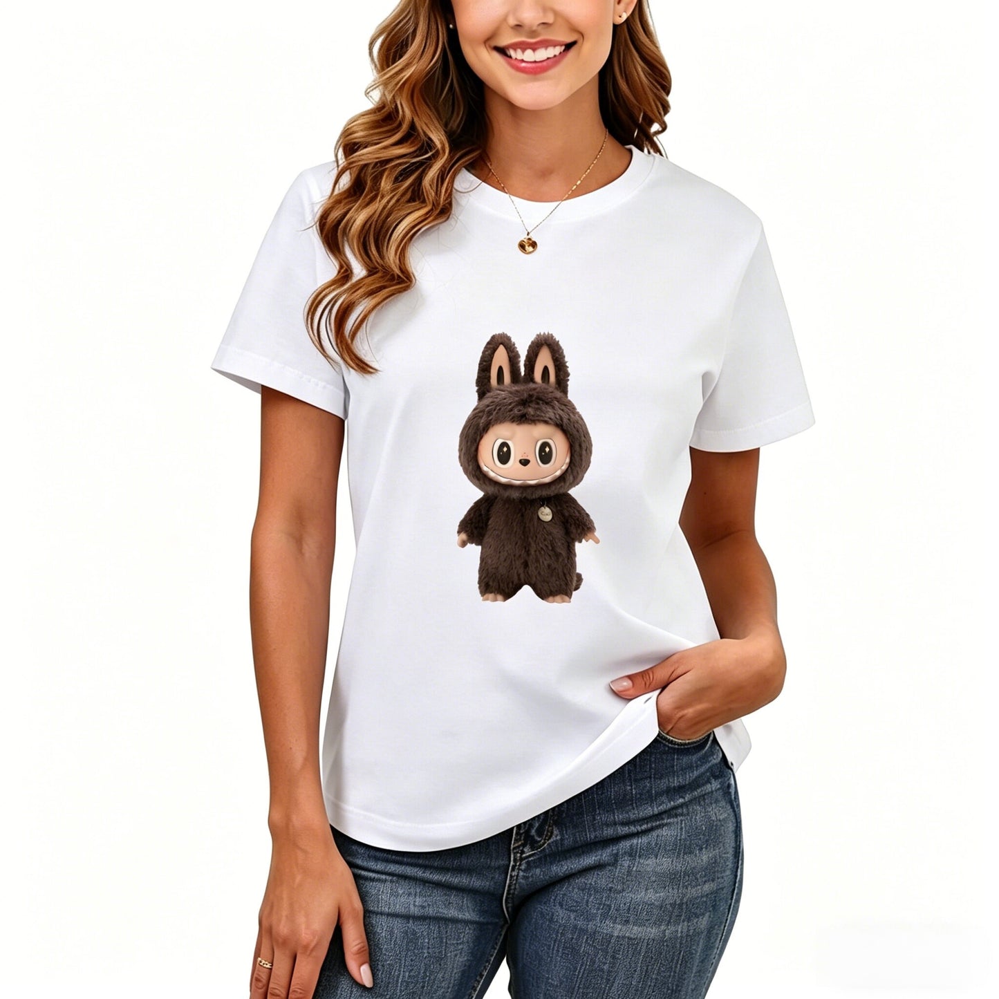 200GSM Women Premium Pure Cotton Graphic Print T Shirt Casual Crew Neck Short Sleeve Fashion Printed Ladies Daily Tops 114