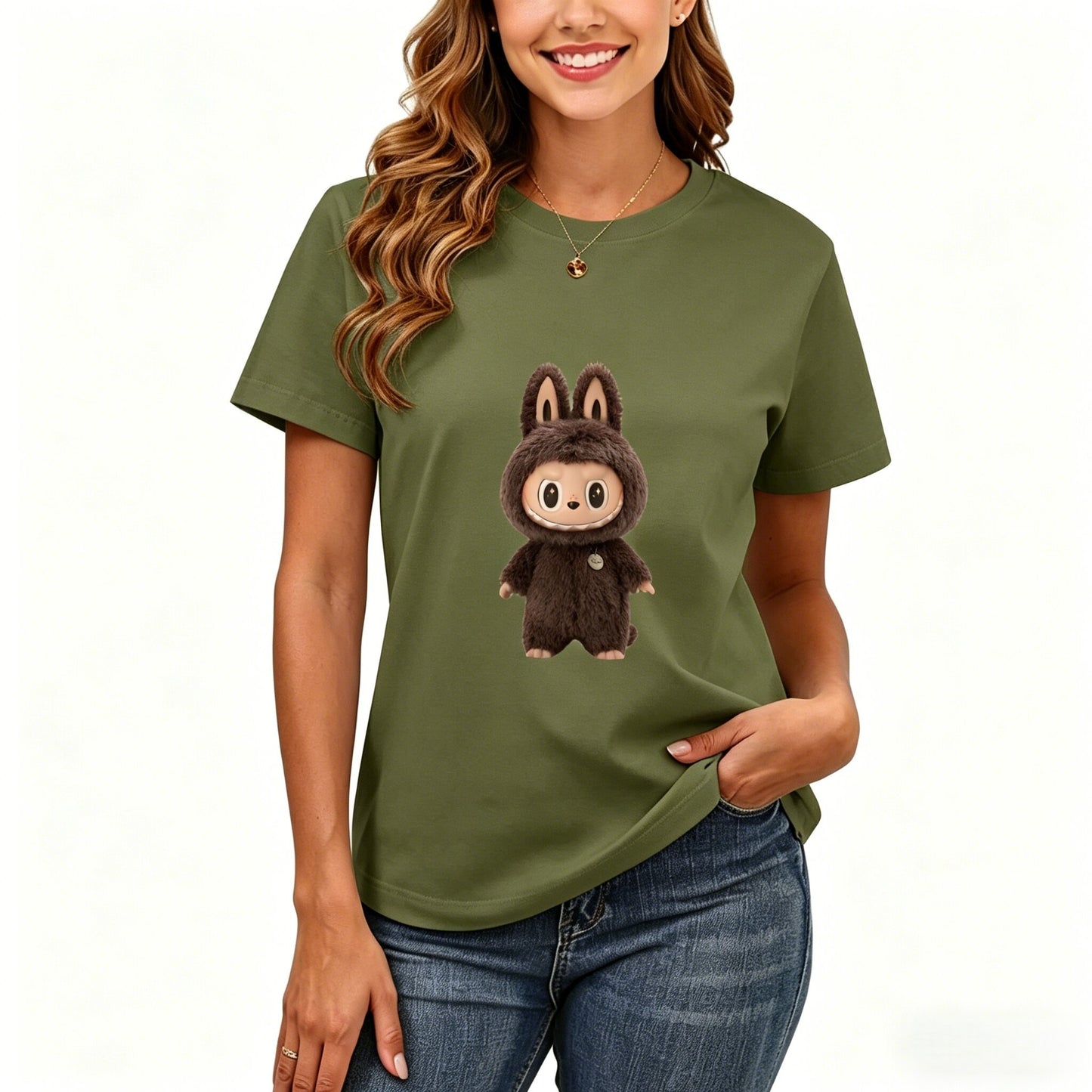 200GSM Women Premium Pure Cotton Graphic Print T Shirt Casual Crew Neck Short Sleeve Fashion Printed Ladies Daily Tops 114