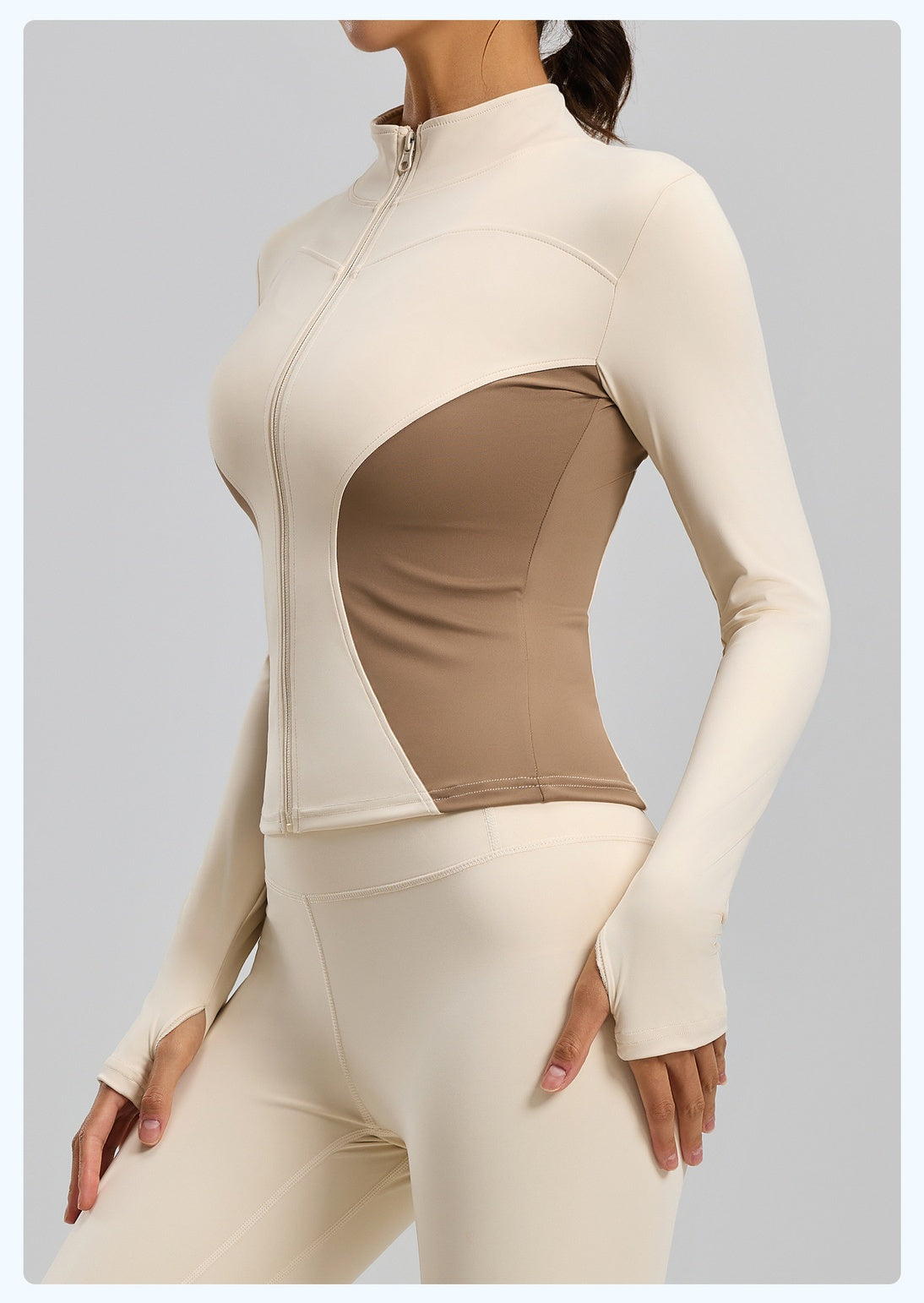 Women's Color Block Slim Fit Yoga Jacket, Stylish Sports Coat for Running Workout Fitness
