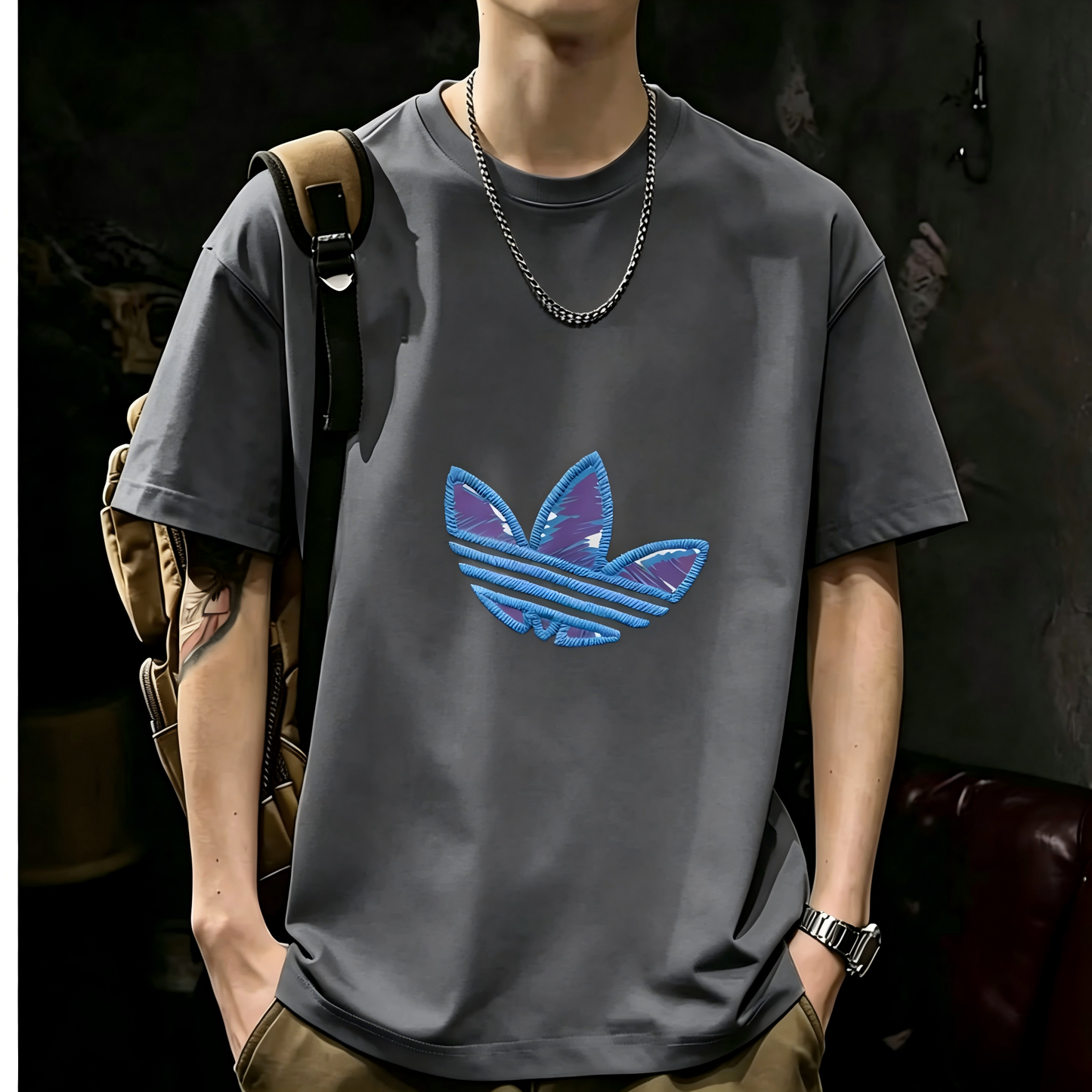 Unisex Casual Short Sleeve | 200GSM Heavyweight Cotton Printed Crew Neck Tee 075