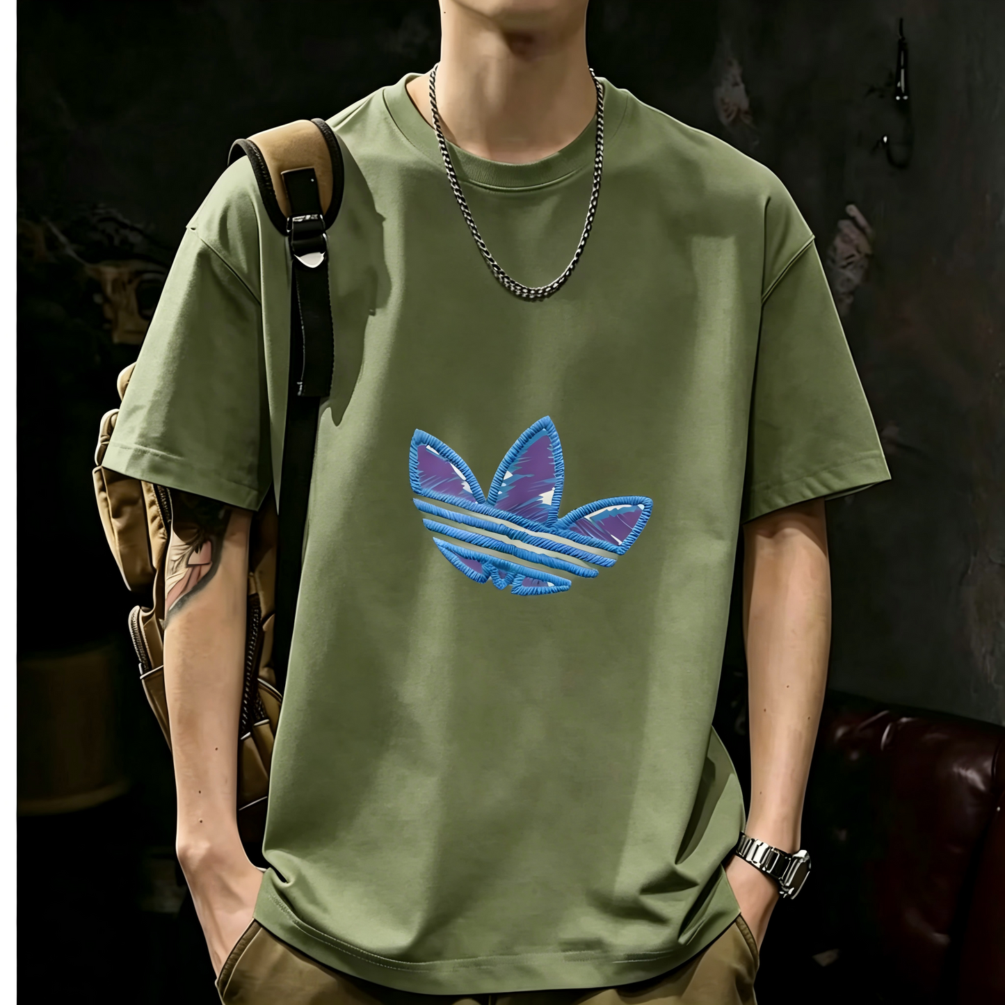 Unisex Casual Short Sleeve | 200GSM Heavyweight Cotton Printed Crew Neck Tee 075