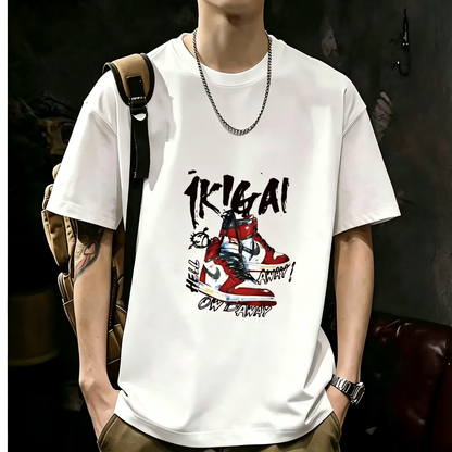 Unisex Casual Short Sleeve | 200GSM Heavyweight Cotton Printed Crew Neck Tee 076