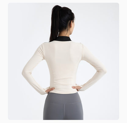 New Women's Long Sleeve Sports Top, Slim Fit Workout Jacket for Yoga, Running & Fitness